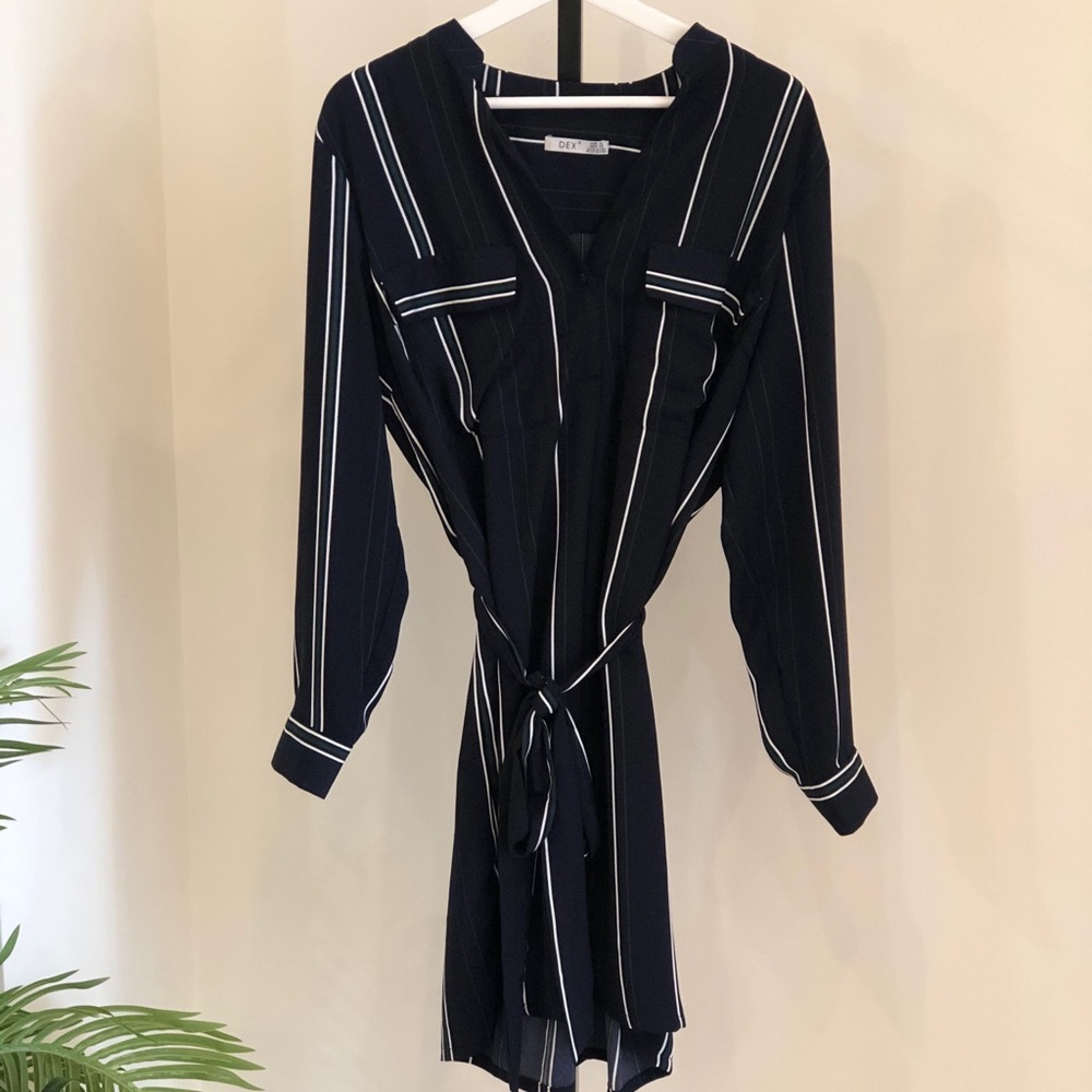 Navy Pine Stripe Dress